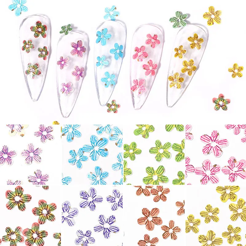 

1 Box 50 Pcs 3D Flower wood Pulp nail art Decorations Colorful Dry Dried flower sequins nails art accesories, 12 colors