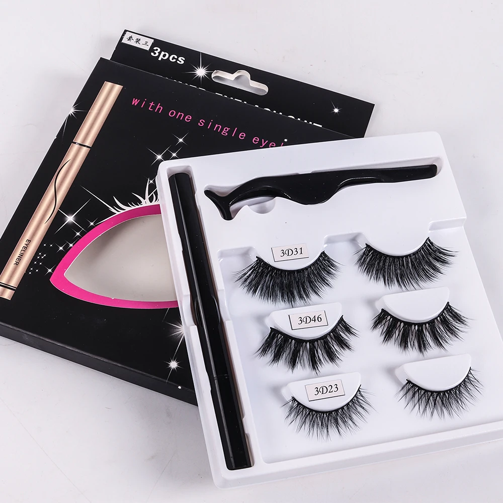 

RTS Faux Mink Eyelashes extensions Magic Eyeliner Adhesive Eyeliner Glue Pen Self Adhesive silk mink Eyeliner Eyelashes, Natural color