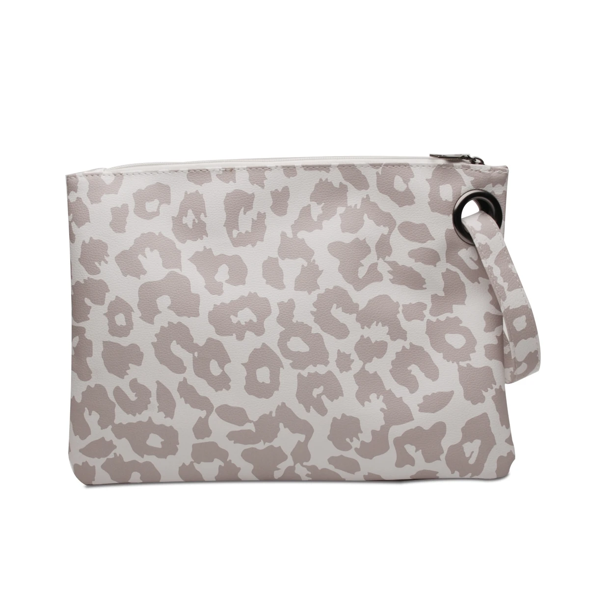 

DOMIL Leopard Print PU Leather Wristlet Purse Hand Clutch Wallet Accessories Organizer Cosmetic Makeup Bags for Women, White leopard