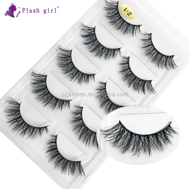 

Flash Girl Z Series 5 Pairs 5D Mink EyeLashes Z-01 Handmade False Lashes With Customize Logo, Natural black