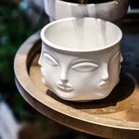 

Personalized White Ceramic Face Plant Pots Pottery