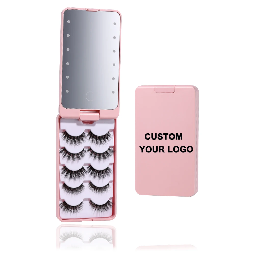 

Wholesale Eyelash Packaging Box Private Label Custom Plastic Led Eyelash Storage Box With Mirror