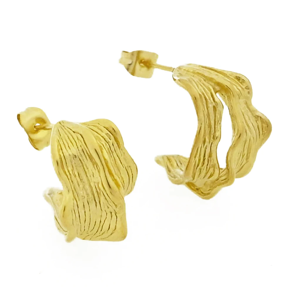 Fashion Women Personalized PVD18k Gold Plated Stainless Steel Irregular Hoop Stud Earrings Jewelry Bijoux