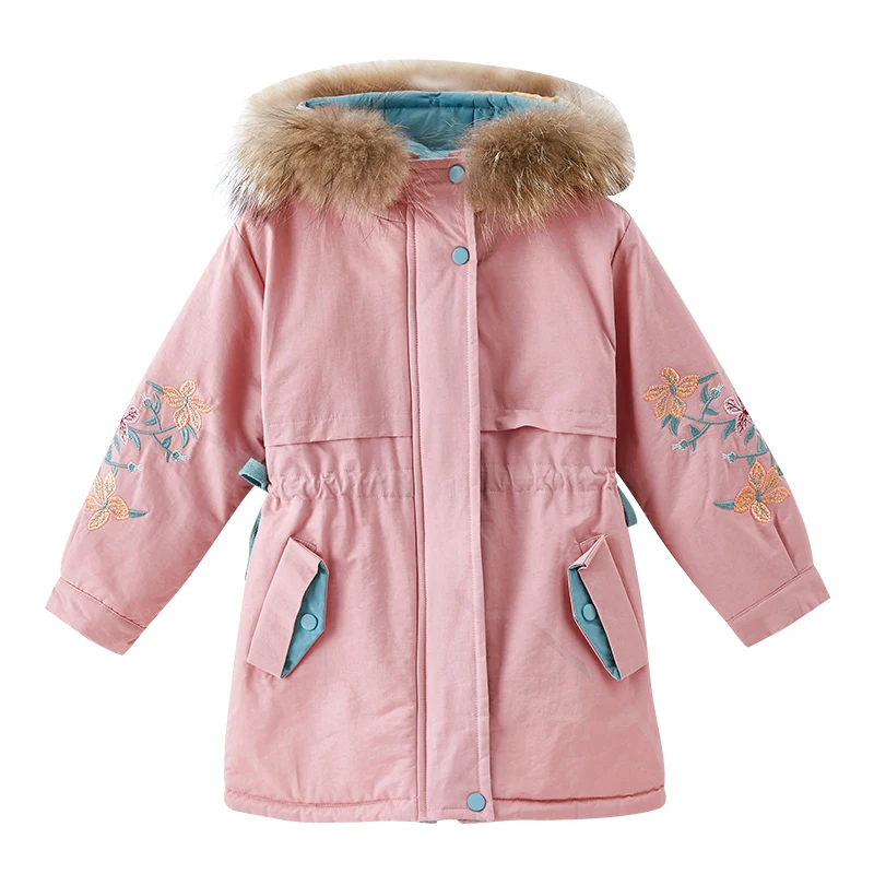 

Girls autumn and winter cotton-padded coat 2021 new spring and autumn children girls winter long trench coat
