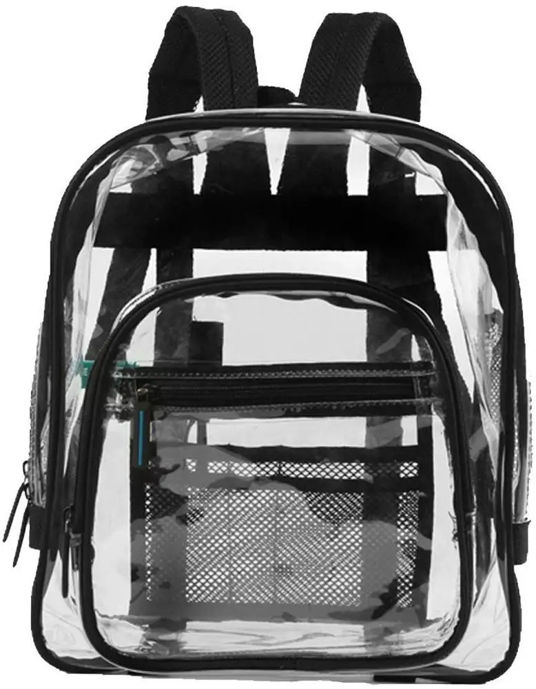 

Waterproof Large Black Transparent Clear Backpack, PVC Summer School Bag for Adult Kids Students