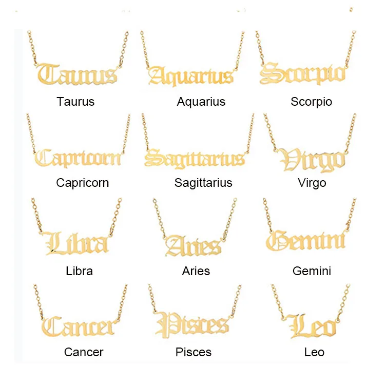 

NS1060 YOYA Star Constell IP Gold Plated Stainless Steel Horoscope Zodiac Sign Pendant Necklace