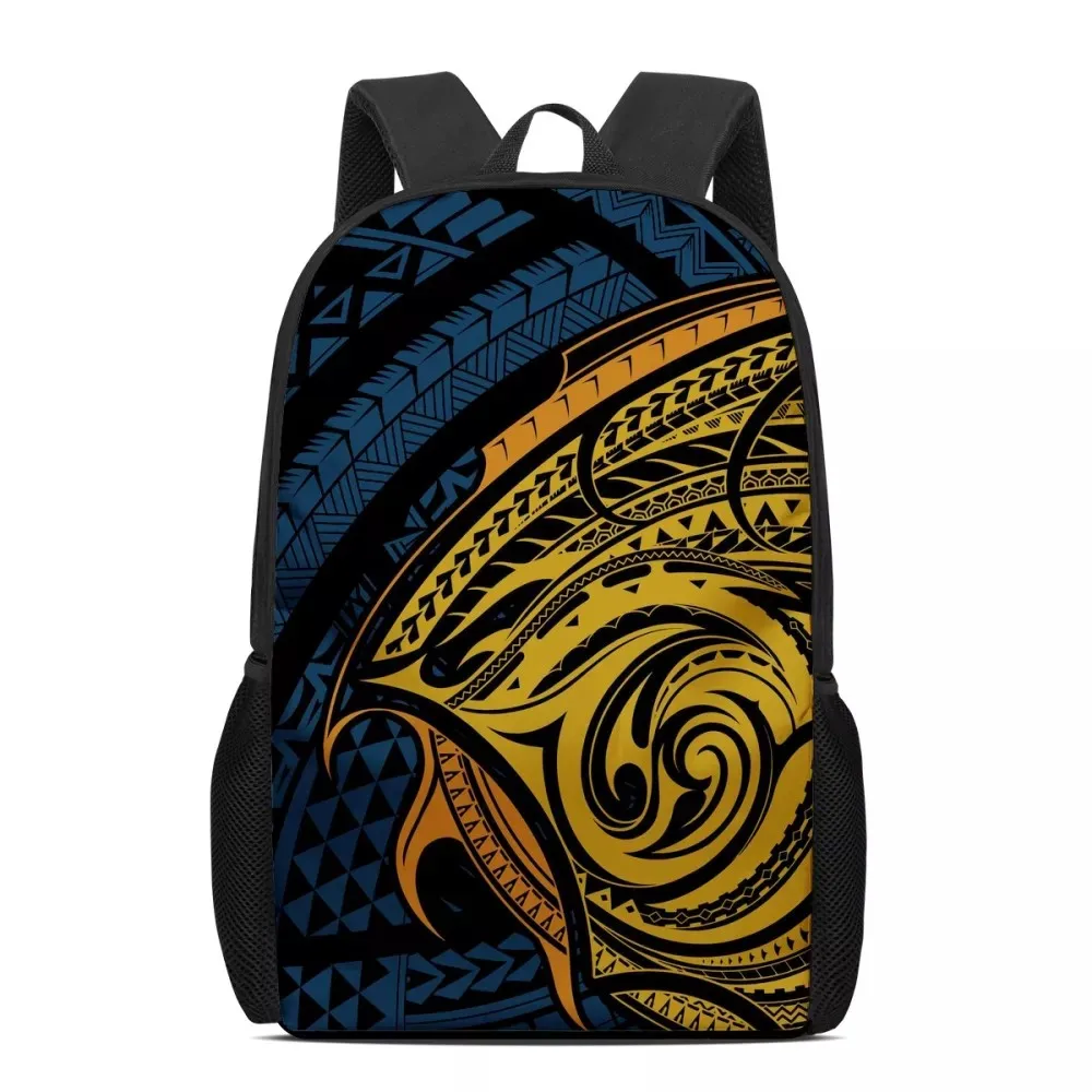 

Hot sale Hawaii Trendy Boy School Bag Polynesian Tribal Ethnic Style print Boy School Bag Large size Yellow-blue Boy School Bag, Customized color,printable