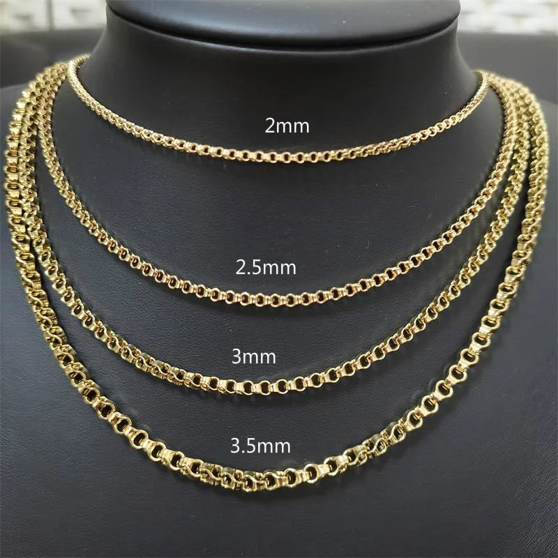 

Ahappy Elegant 18k Gold color filled men long gift jewelry necklace 2mm-3.5mm width