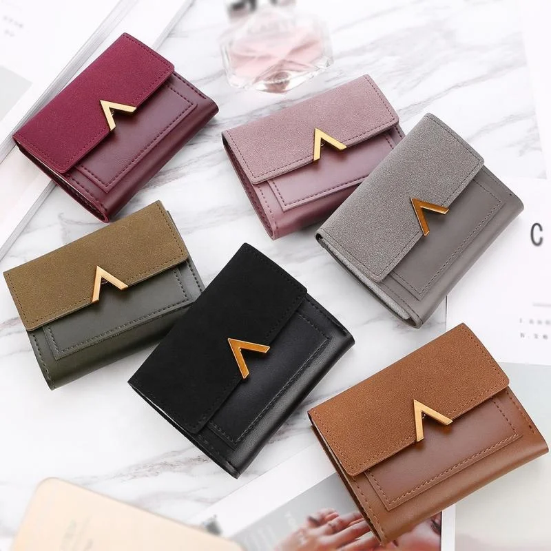 

latest 2020 Korean Students Simple Square Casual Solid short small leather card wallet holders, Customized