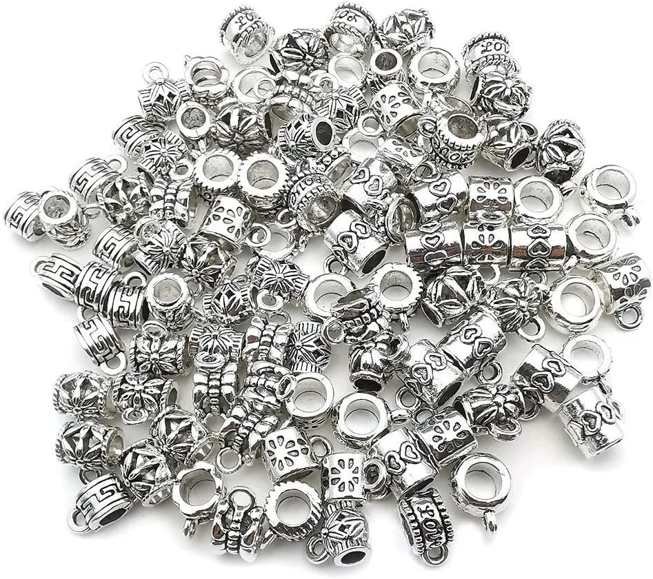 

Clasp Bail Charms Bail Tube Beads Loose Spacer Bead Hanger Charm for Jewelry Making DIY Necklace Bracelet M611