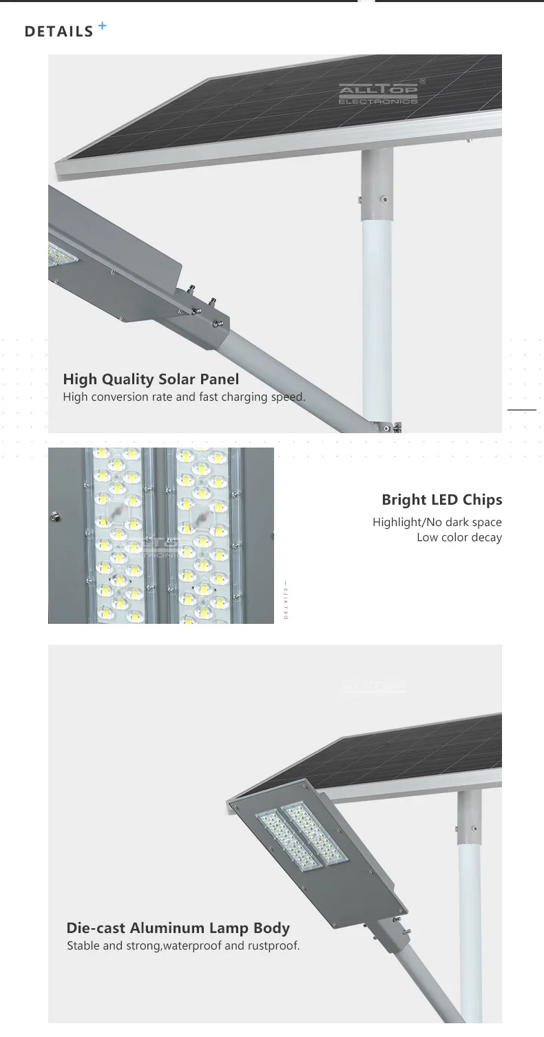 ALLTOP High quality aluminum outdoor IP65 waterproof smd 90w solar led street light
