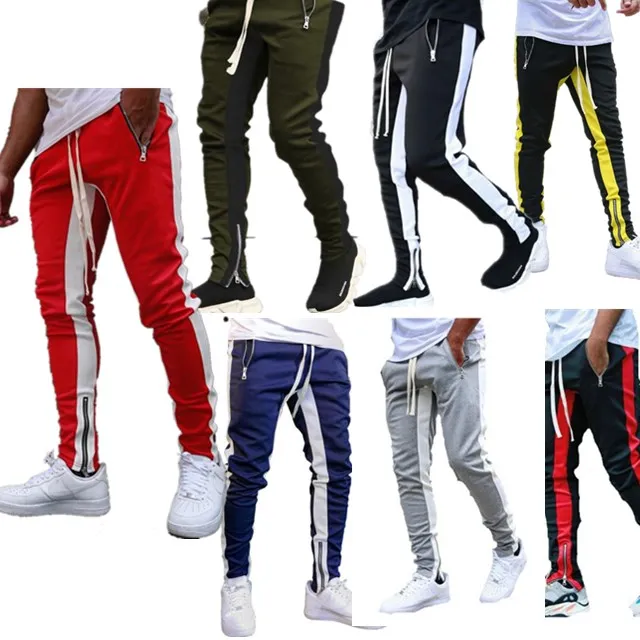 

Striped Casual Fitness Trousers Sport Track Cargo Men Sweatpants Joggers Pants, Blue black red white grey