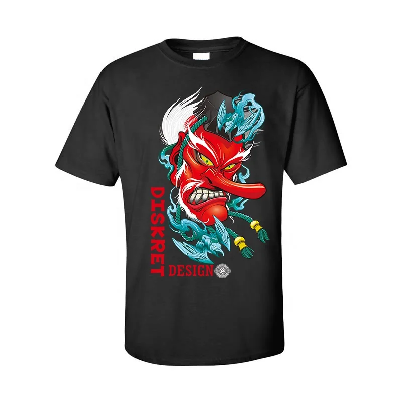 
Dropshipping low MOQ breathable Men T-shirts , Black Custom pattern Print shirts for men 