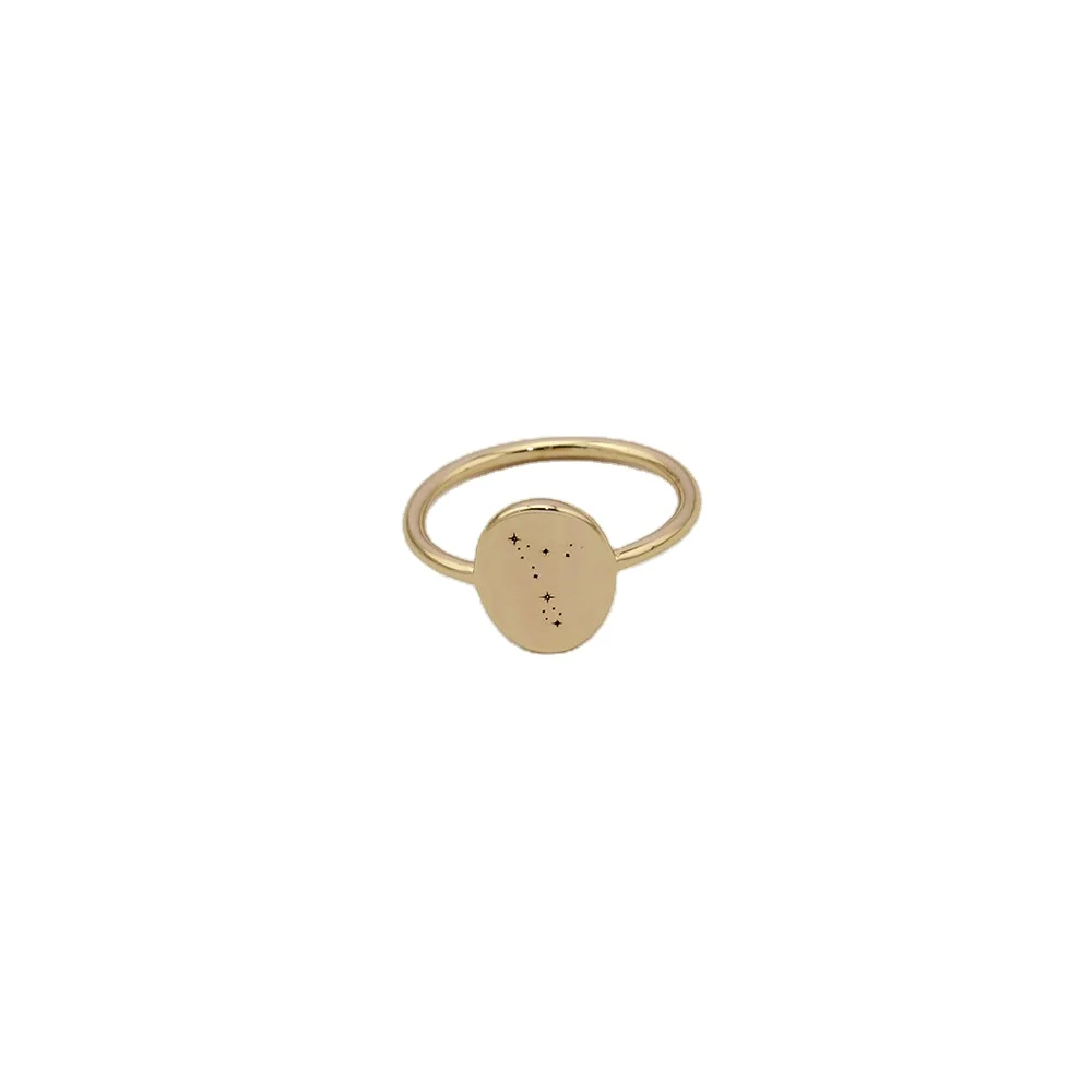 

Personalized Zodia PISCES Oval Custom Dainty Minimalist Stacking Engraved Ring