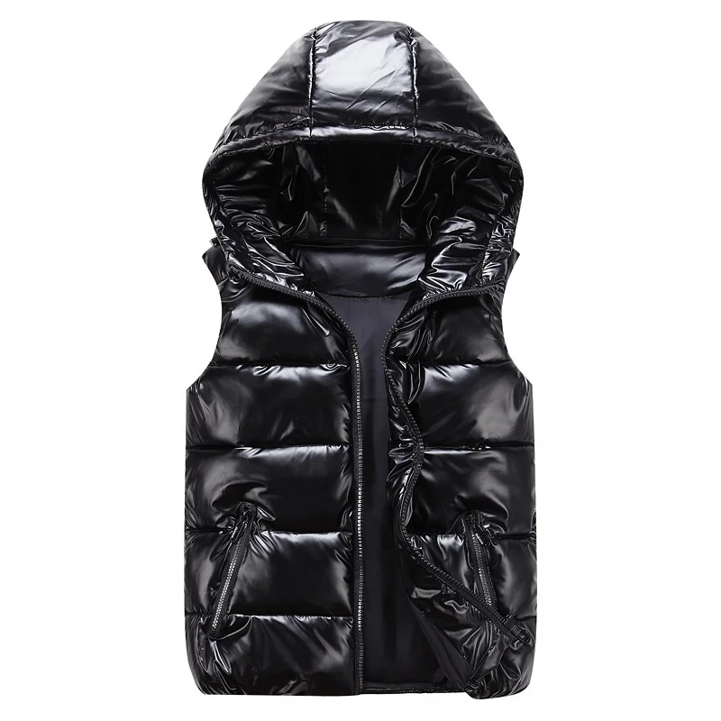 

Adults Kids Quilted Hooded Waistcoat Shiny Gilet Bubble Jacket Glossy winter vests