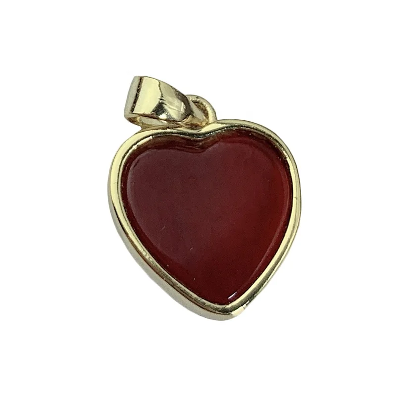 

Fashion metal gold plated natural red agate small heart charm pendants women for necklace jewelry making