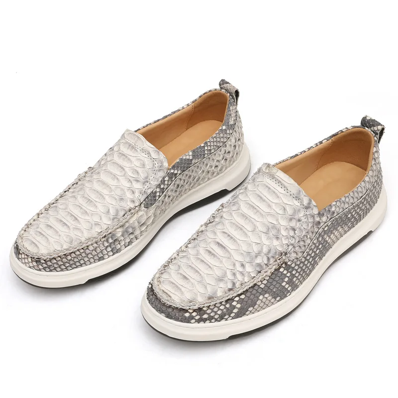 

New python leather peas shoes men's casual shoes leather wear-resistant and breathable men's sneakers