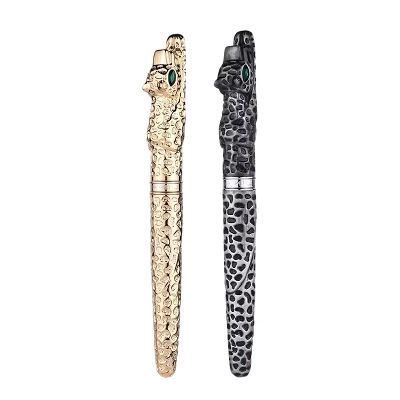 Jinhao Leopard Design Gift Giving Big Heavy Writing Gold Color Pen Business Signature Collection Fancy Fountain Pen
