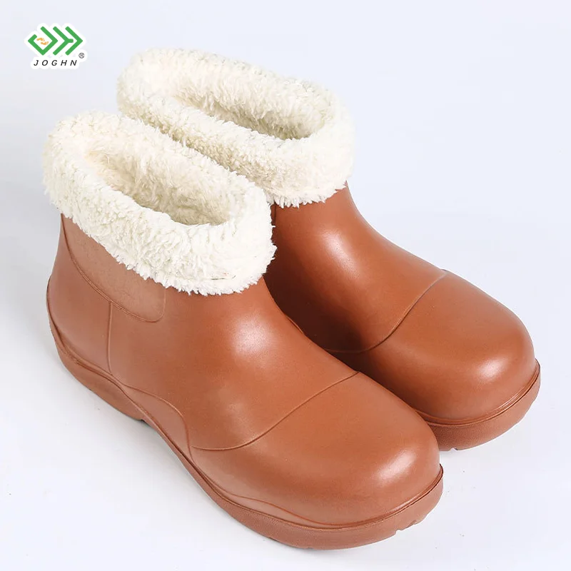 

New type of rain shoes for external wear winter waterproof and cotton warm rain shoes cotton shoes for men and women, Pink, fruit green, brown