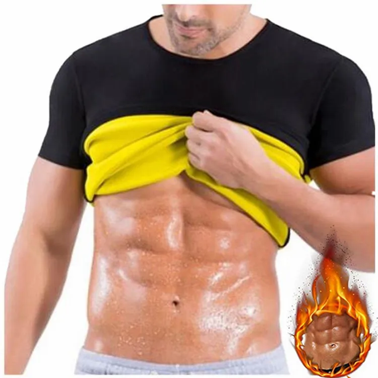 

Neoprene Body Shaper T shirt Sauna Hot Heat Sweat Training Slimming Suit For Men, Black