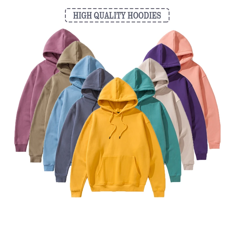 

wholesale 500gsm unisex 100% cotton hoodie pullover high quality mens blank fleece hoodie in stock