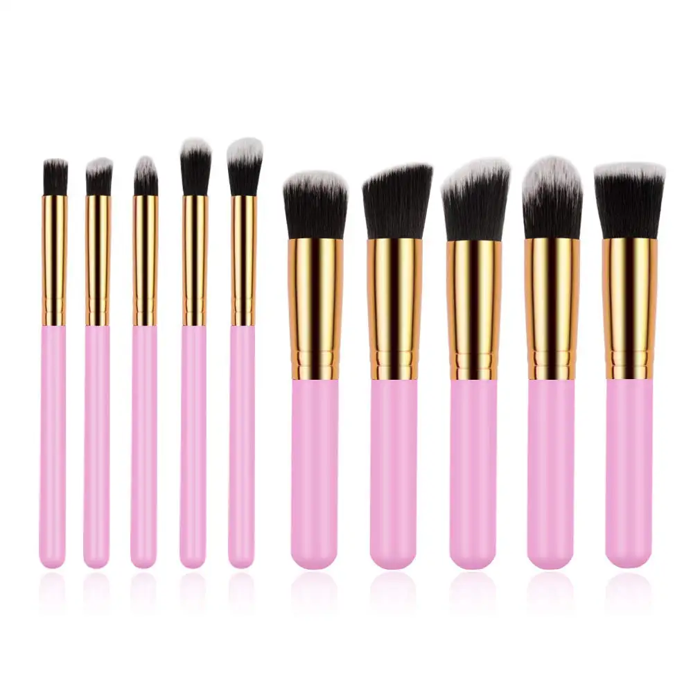 

10pcs high quality your own brand private label rose gold/pink wholesale makeup brush oem logo, Customized color