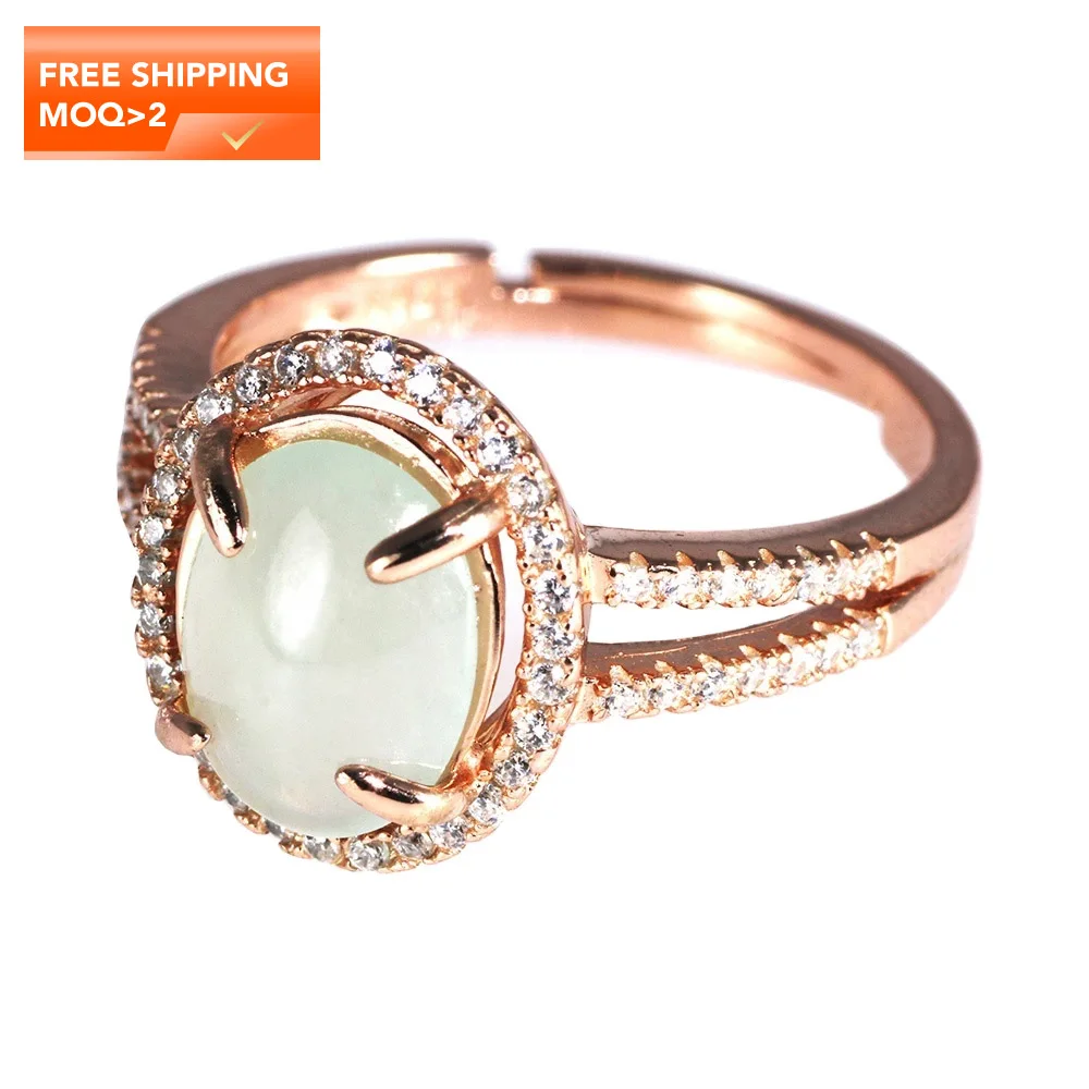 

Fine Jewelry Oval Natural Jade Silver 925 Women Ring In Stock