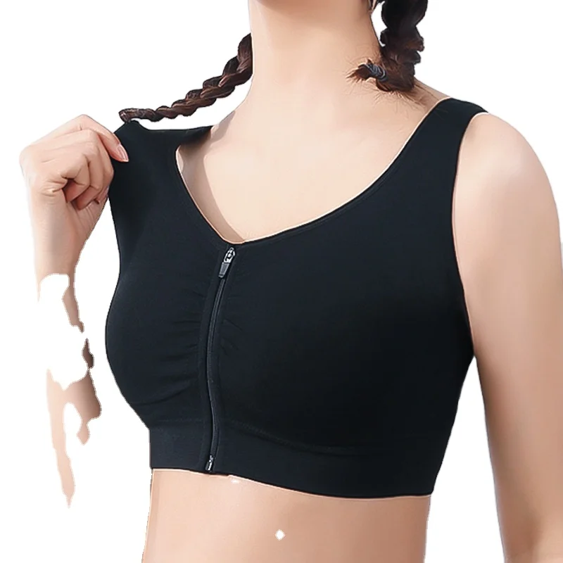 

Hot selling sports women's underwear yoga vest plus size bra zipper bra