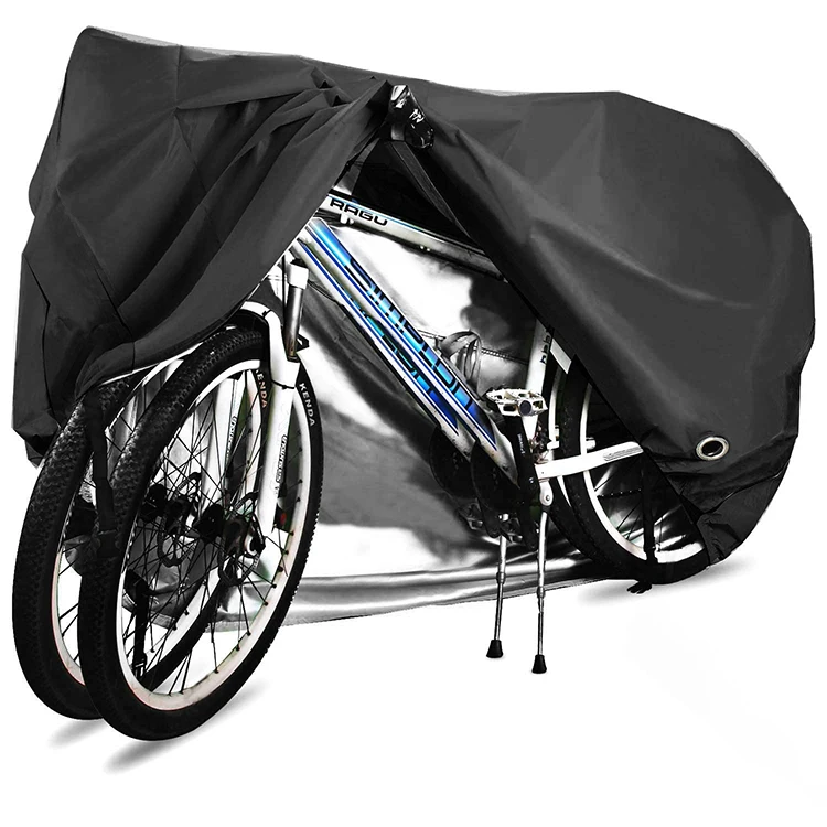 

Double Stitching Heat Sealed Seams Outdoor Waterproof Chain Rain Bicycle Bike Cover, Black/silver/black and silver