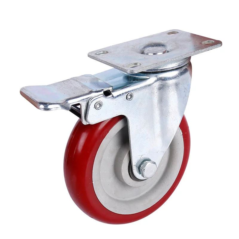 

Wholesale manufacturer trolley wheels removable rigid swivel brake PU medium duty caster wheel, Customized
