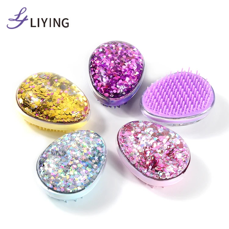 

NEW ORIGINAL small MOQ round pocket luxury glitter liquid hair brush