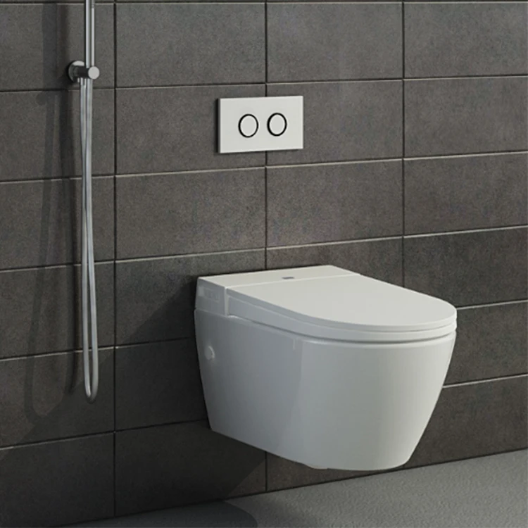 Modern Bathroom Hung Rimless P Trap Intelligent Wall Hanging Toilet System