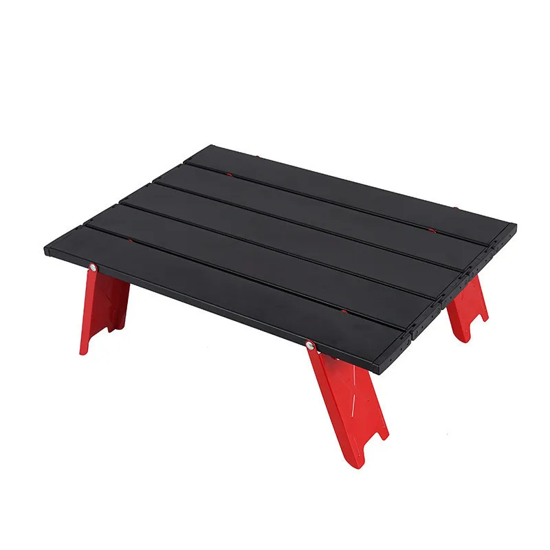 

Wholesale new outdoor folding table mini mountaineering camping barbecue table portable aluminum alloy collapsible movable, Black red/sliver