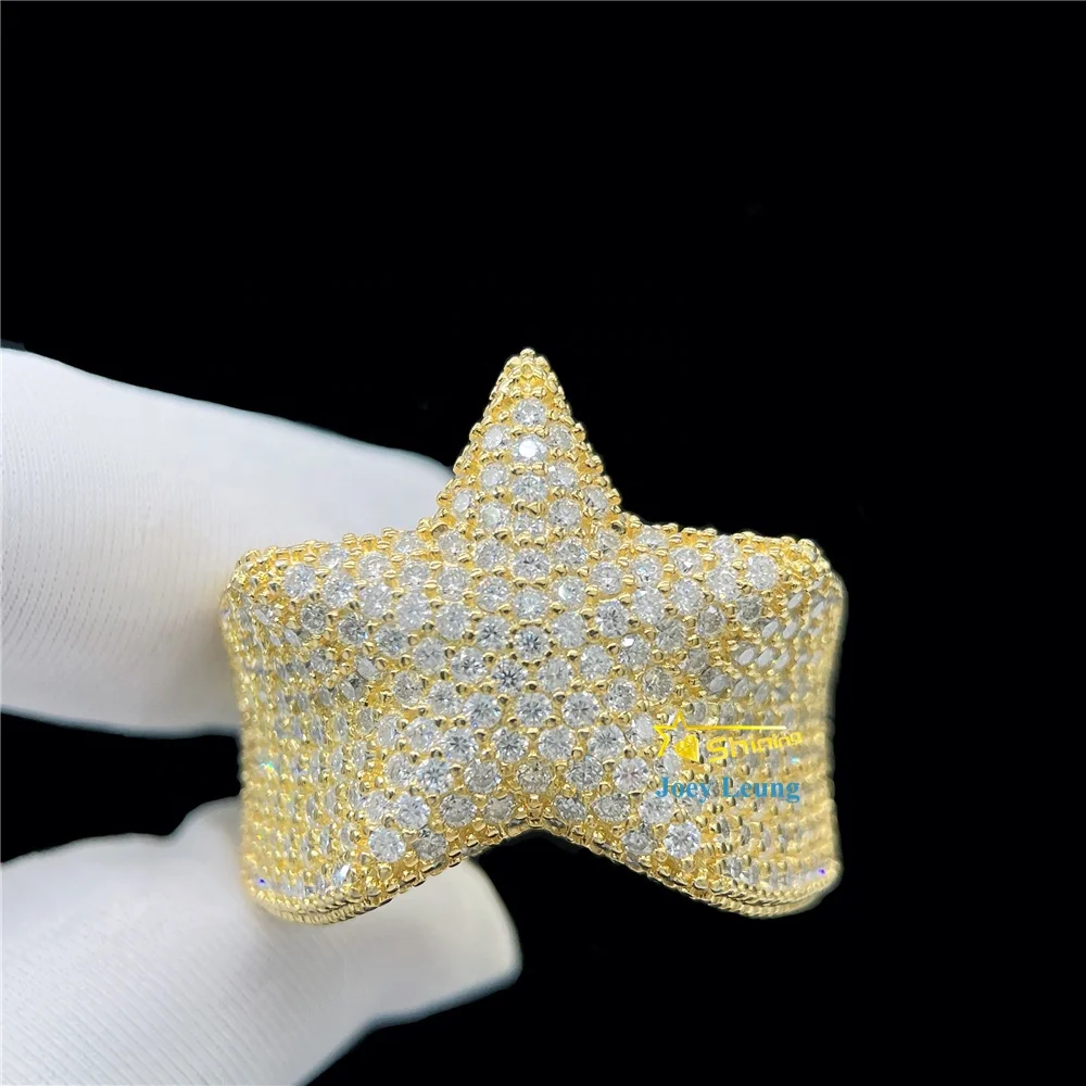 

Pass Diamond Tester 925 Silver Lab Diamond Moissanite Bling Hip Hop Jewelry Iced Out Custom Men Ring