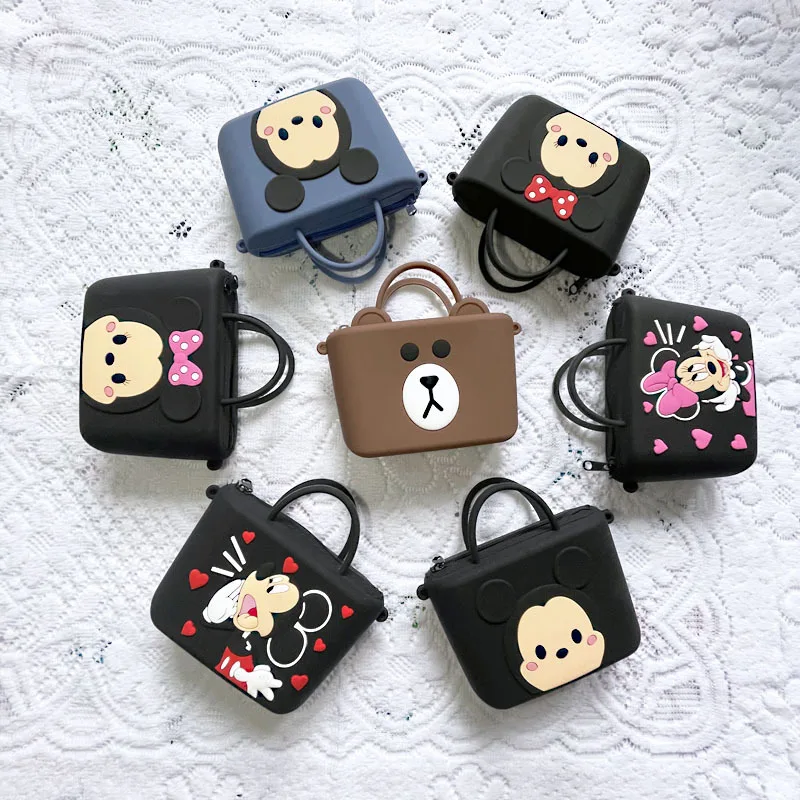 

New cartoon Mickey Minnie brown bear handbag children's change bus card bag girl cosmetic storage bag, Picture shown