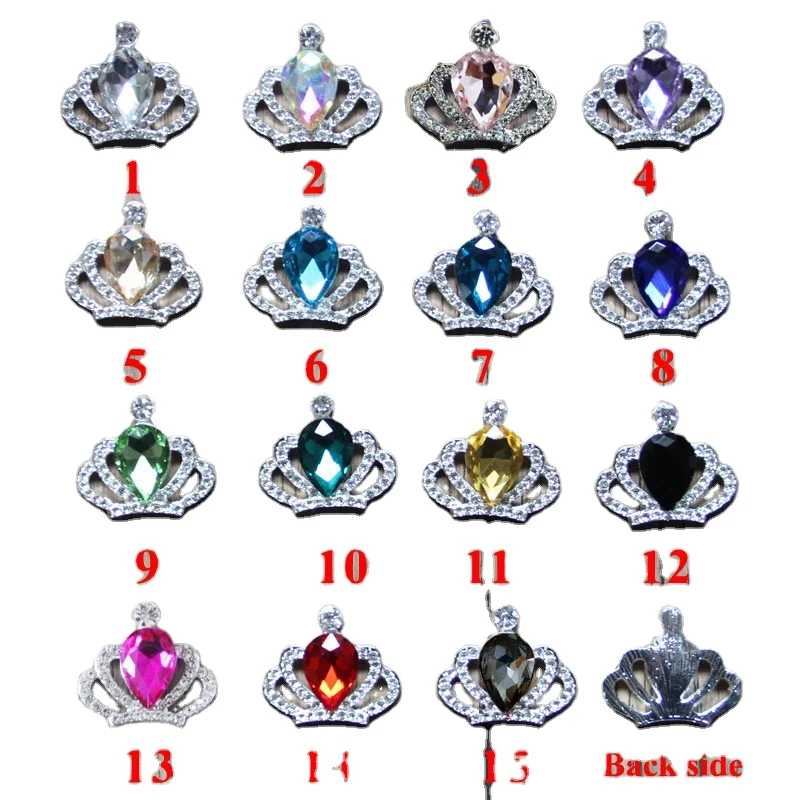 

Alloy Flatback Princess Crown AB Color Rhinestone Button Decor Wedding Birthday Party DIY Diamante Scrapbooking, Colorful