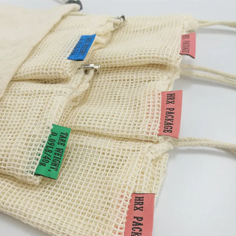

OEM Manufacture on waste eco friendly cotton drawstring mesh bag for fruit and grocery, Natural