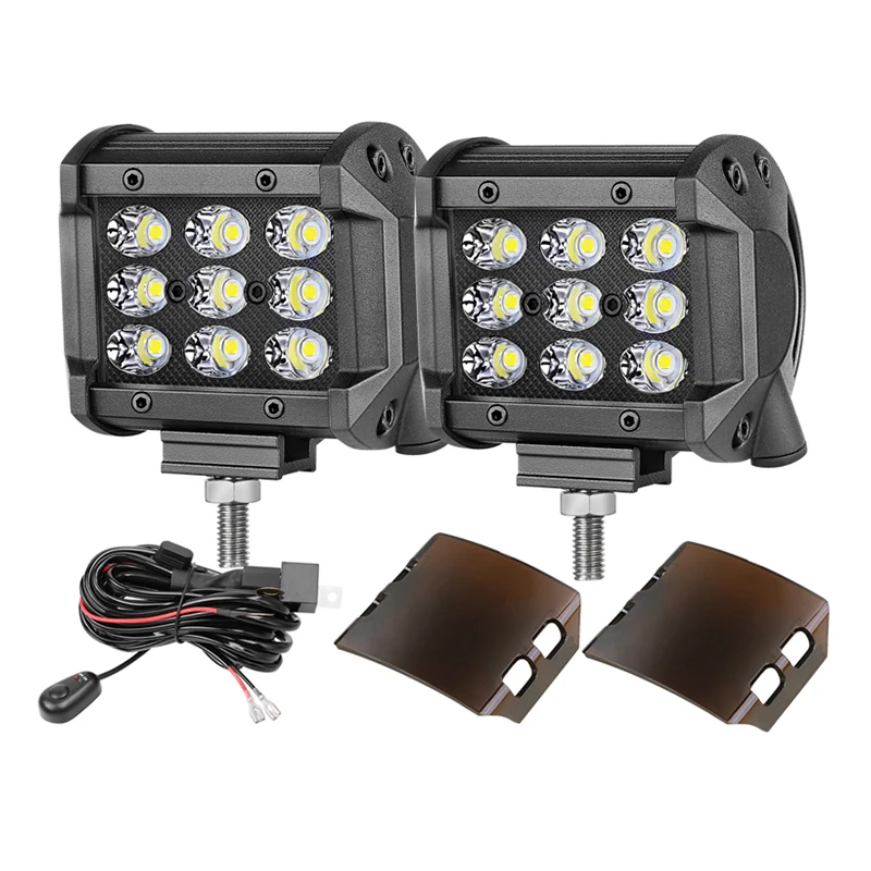 

2PCS 36W Spot Beam Black Panel With Wire Harness Black Work Light Lenses Trucks Driving Lamp Work Light