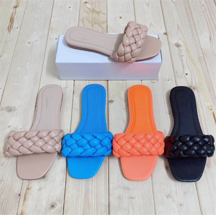 

2021 new comfortable flat slippers for women, Blue, black, khaki, orange