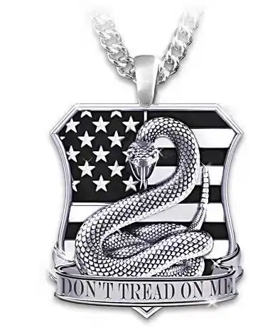 

Hip Hop Punk American Flag Viper Men's Shield Necklace Pendant