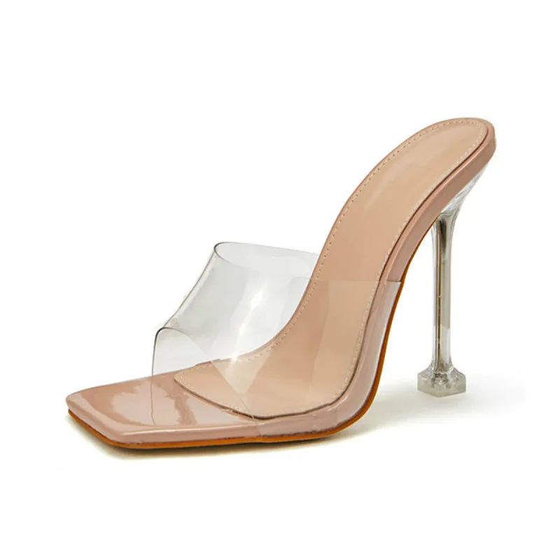 

NO logo Sapato Transparente Pumps Shoes Nude PVC Clear Heels for Sexy Ladies, Nude, black