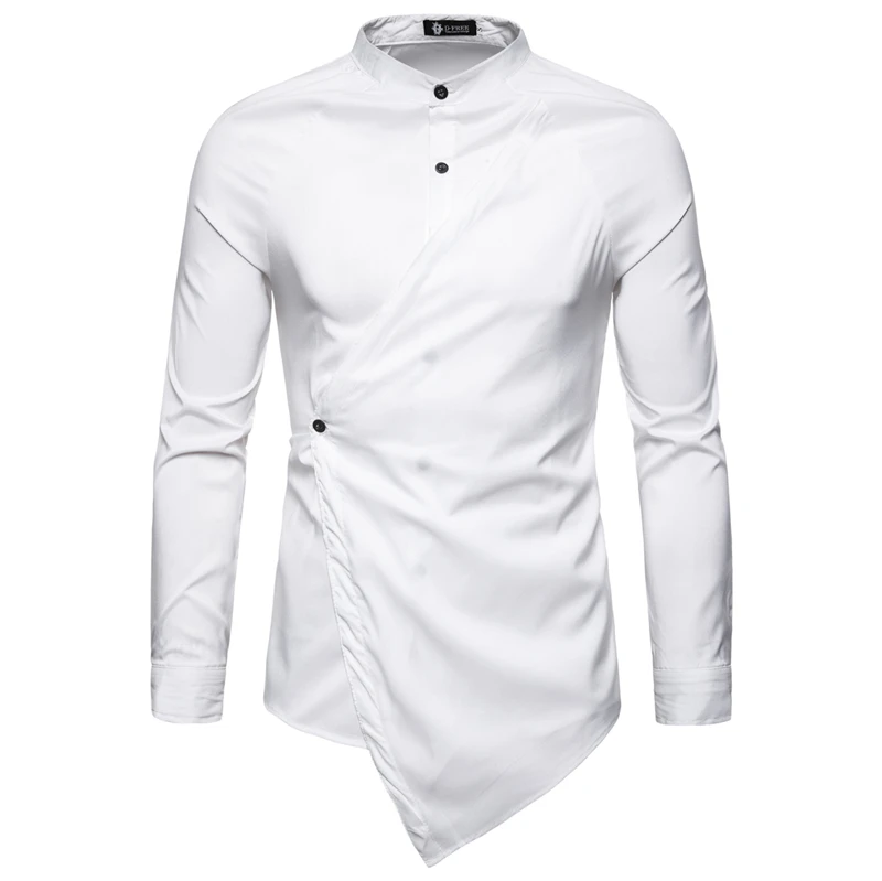 

2020 Youth asymmetrical stand-up collar rotator cuff long-sleeved shirt combo shirts men, Colors