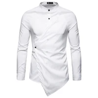 

2020 Youth asymmetrical stand-up collar rotator cuff long-sleeved shirt combo shirts men