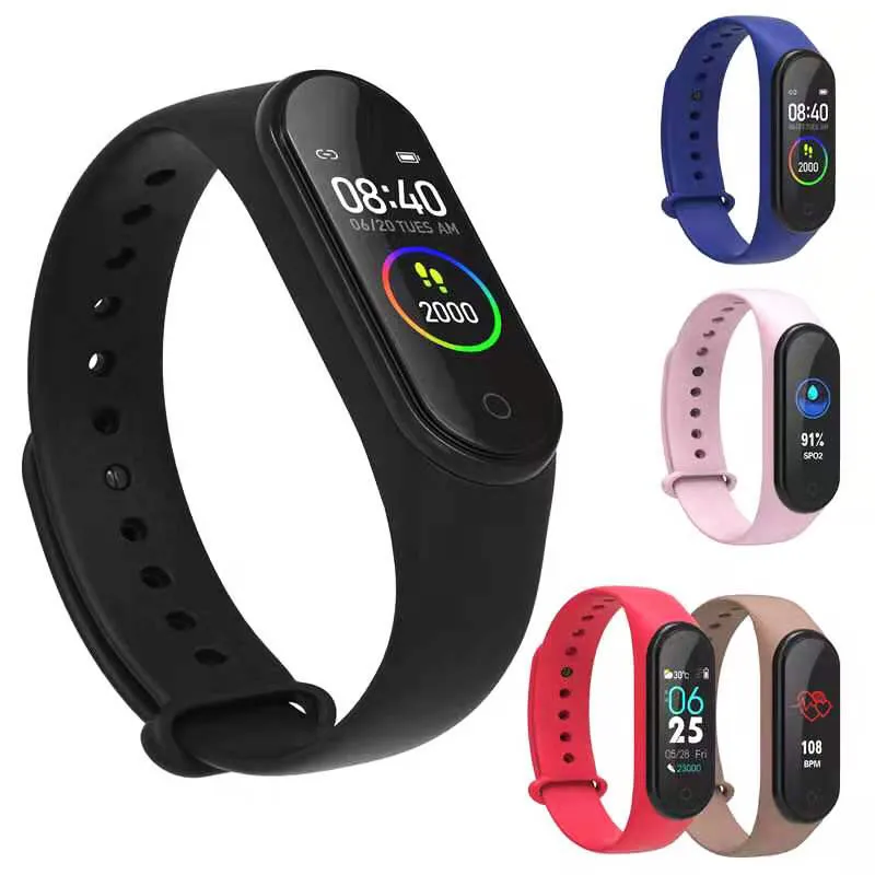 

for Men Women M5 Fitness Tracker Sports Smart Watch Bracelet Heart Rate Blood Pressure Monitor Wristband M5, Black / red / purple / pink