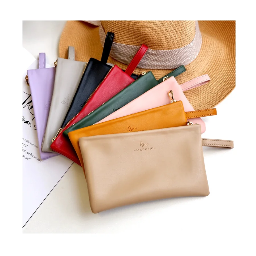

Hot Sale Leather Portable Cosmetic Pouch Coin purse lipstick storage bag Key Holder Wallet for Gift