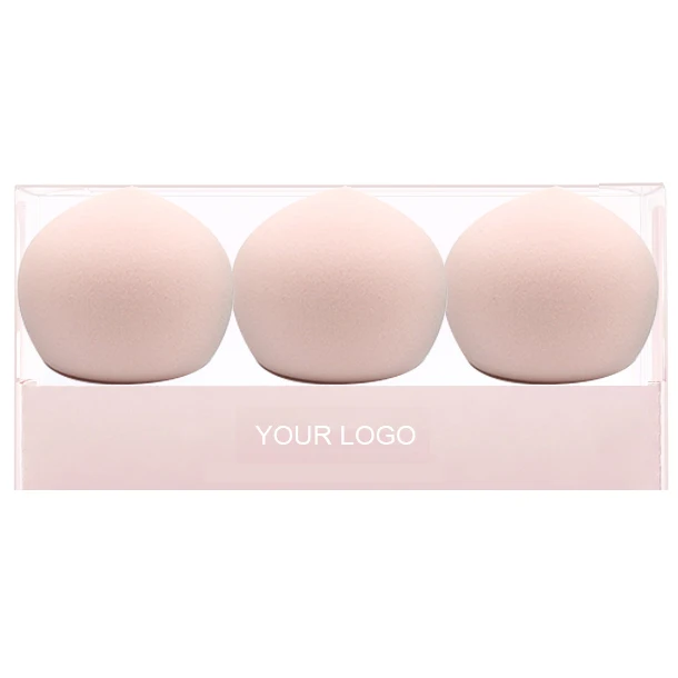 

Newest Design 3pcs Fart Peach Super Soft Become Larger After Water Pink Makeup Beauty Cosmetic Blender Sponge Puff Set, Customized color