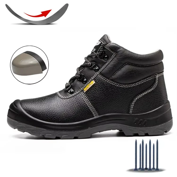Wholesale EN ISO 20345 2011 S3 CE Genuine Leather Breathable Anti-Slip Factory Summer Winter Mid Cut Industrial Men's Protective