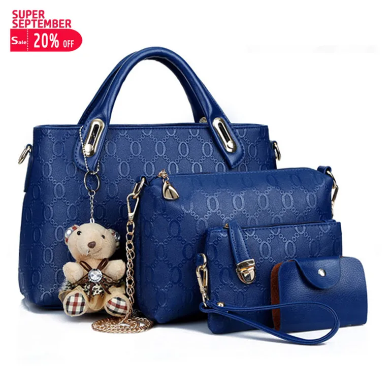 

ladies designers hand bag For Women PU Bag 4pcs women handbags set, 7colors