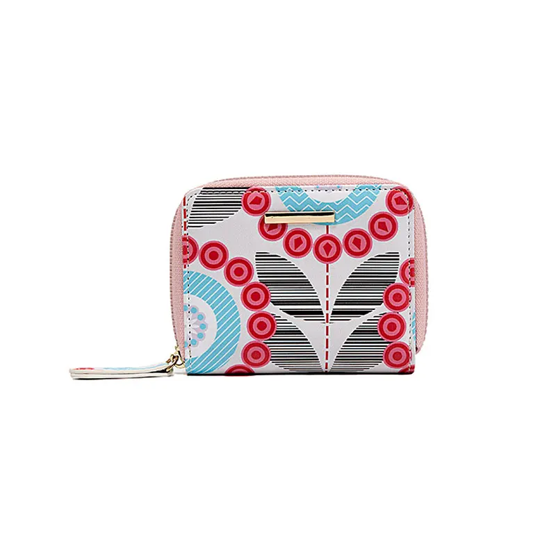 

Short change card holder portable women zipper purse color pu leather wallet