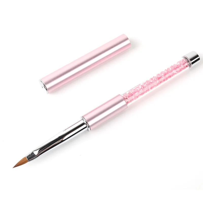

Professional Custom Logo Pink 100% konlinsky Sable Nail Art Acrylic 3D Painting Pen Drawing Brush, Accept customized
